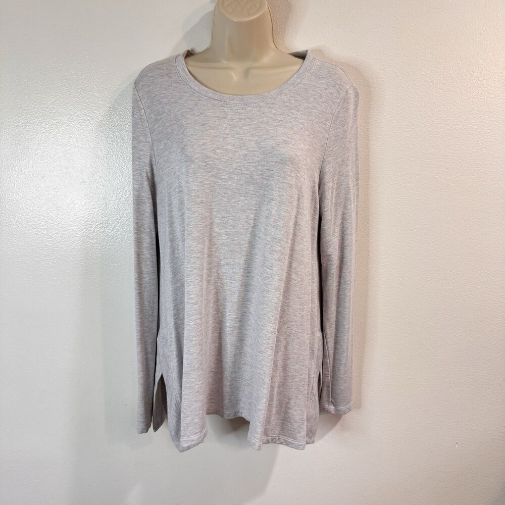 Ann Tayor LOFT Lounge Shirt M Long Sleeve Heather Gray Soft Stretchy Comfy